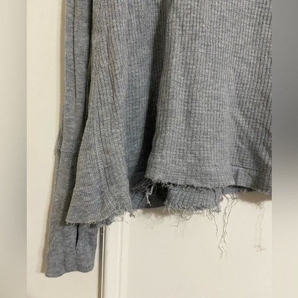 Free People Movement women's baby blue/gray heather waffle knit long sleeve - Picture 6 of 10